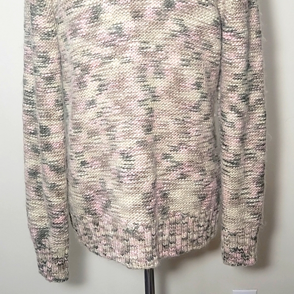 Liz Claiborne Wool Blend Chunky Shawl Collar Sweater Neutral Tone Colors Large - Picture 7 of 14